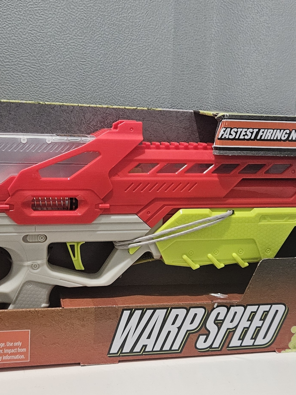 Nerf Warp Speed Blaster — Red, Neon Yellow, and White